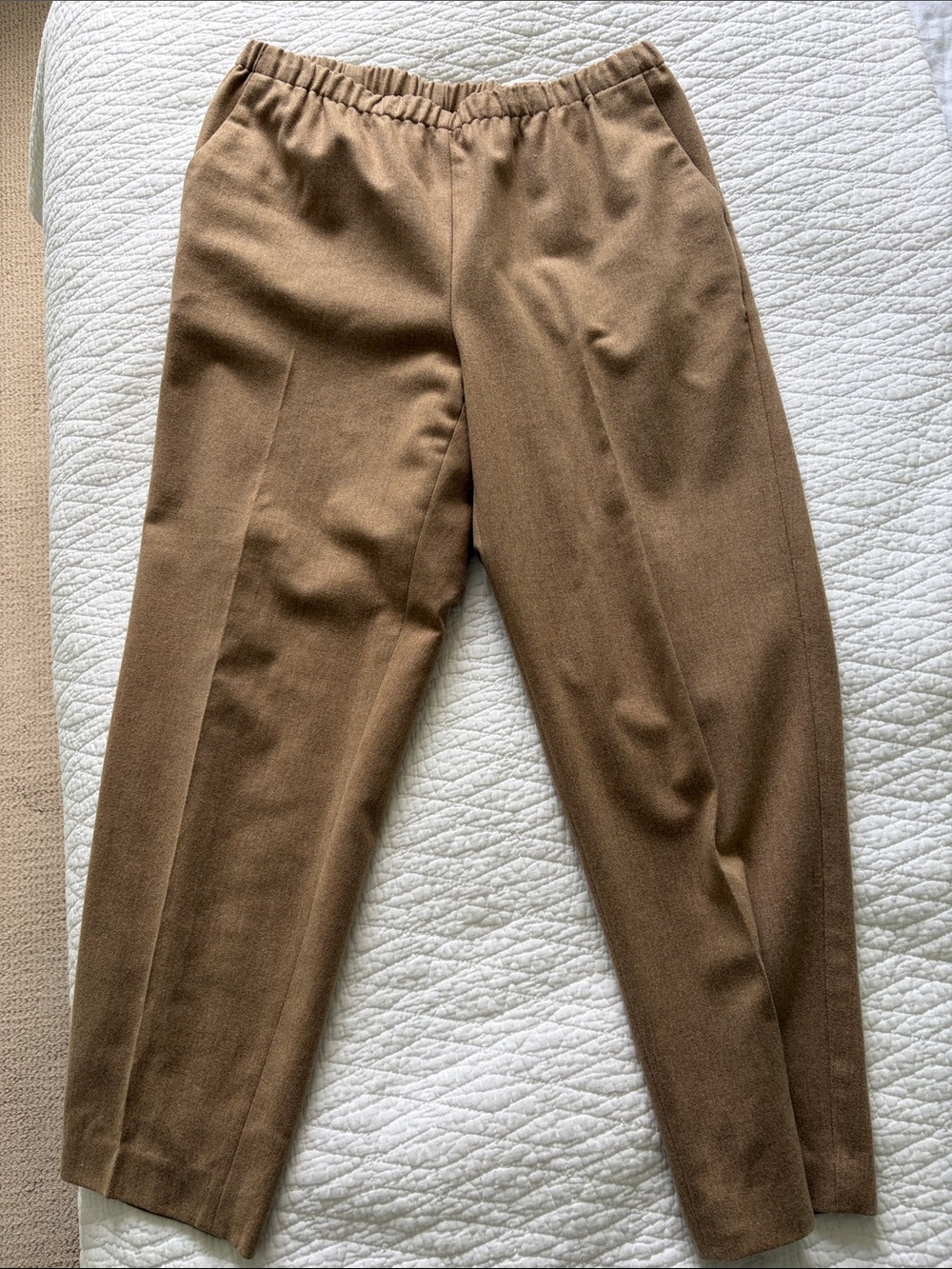 Eileen Fisher Brown Elastic-Waist Chinos